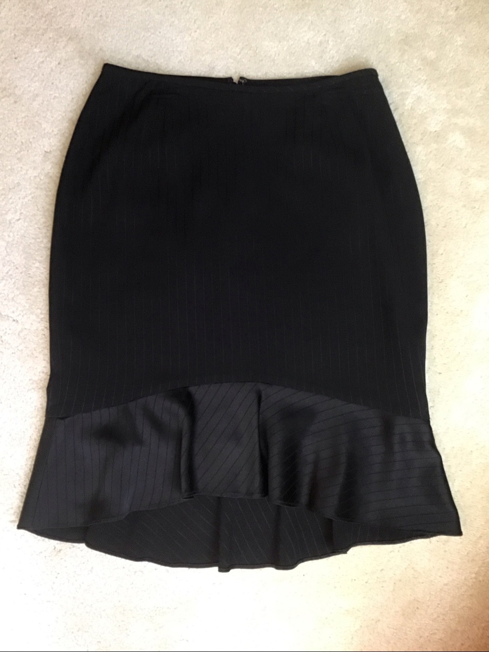 Drama Pinstripe Skirt, Size 8, Black